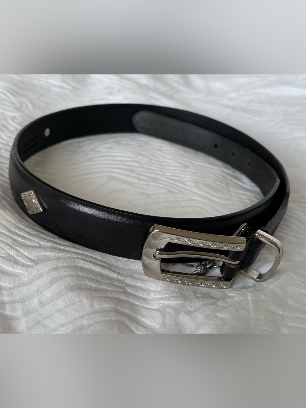 FootJoy Black Leather women’s Belt with Silver Buckle & Golf Accessory Details
